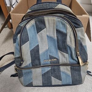 Michael Kors Backpack Blue Denim Patchwork Backpack
